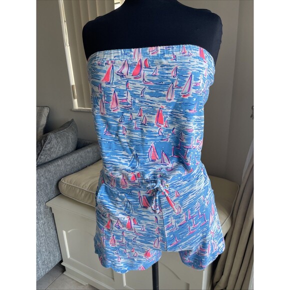 Lilly Pulitzer Jace Romper Zanzibar Blue Boatylicious Strapless XS - Picture 3 of 8